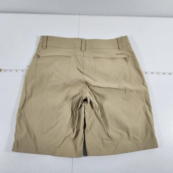 Eddie Bauer Women 8 Khaki Rolled Hem Bermuda Shorts Nylon Stretch Hiking 1751714 - Picture 2 of 9